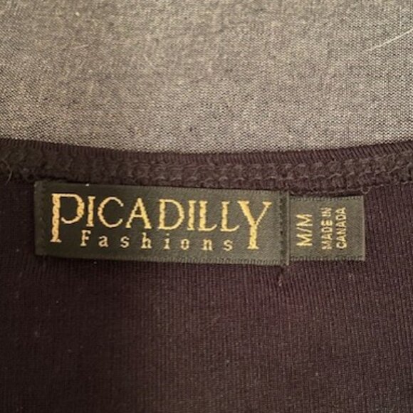 PICADILLY CANADA Sparkly Black and Turquoise Cami size M Made in Canada - Picture 4 of 5